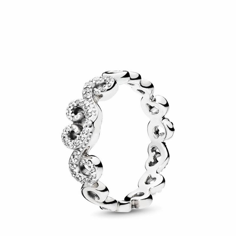 Pandora Heart Swirls Stackable Ring - Sterling Silver/Cubic Zirconia - Canada | SB4011AB